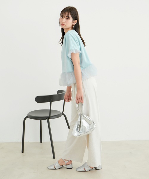 VIS（ビス）の「【2WAY】チュールリバーシブルプルオーバー（Tシャツ/カットソー・レディース・ブラック/ホワイト系その他5/サックスブルー・FREE）」の8枚目の写真
