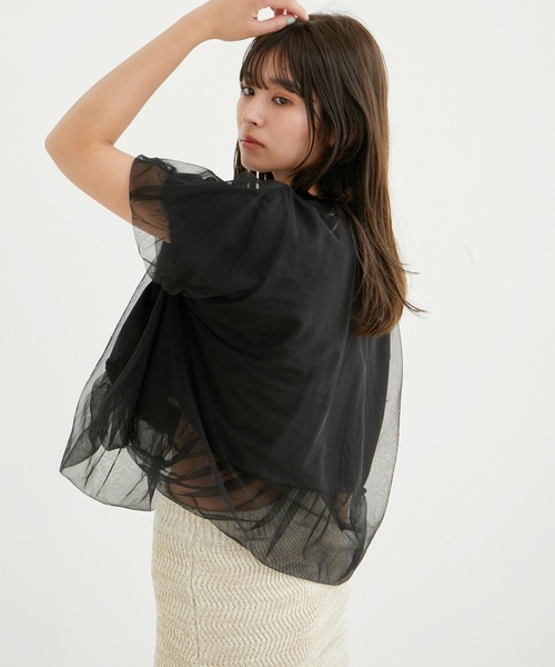 VIS（ビス）の「【2WAY】チュールリバーシブルプルオーバー（Tシャツ/カットソー・レディース・ブラック/ホワイト系その他5/サックスブルー・FREE）」の12枚目の写真