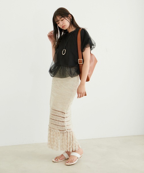 VIS（ビス）の「【2WAY】チュールリバーシブルプルオーバー（Tシャツ/カットソー・レディース・ブラック/ホワイト系その他5/サックスブルー・FREE）」の13枚目の写真