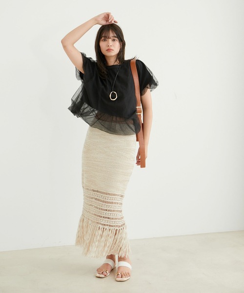 VIS（ビス）の「【2WAY】チュールリバーシブルプルオーバー（Tシャツ/カットソー・レディース・ブラック/ホワイト系その他5/サックスブルー・FREE）」の14枚目の写真