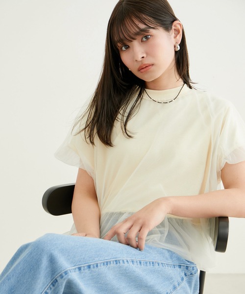 VIS（ビス）の「【2WAY】チュールリバーシブルプルオーバー（Tシャツ/カットソー・レディース・ブラック/ホワイト系その他5/サックスブルー・FREE）」の16枚目の写真