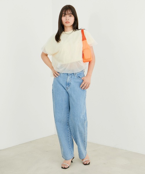 VIS（ビス）の「【2WAY】チュールリバーシブルプルオーバー（Tシャツ/カットソー・レディース・ブラック/ホワイト系その他5/サックスブルー・FREE）」の19枚目の写真