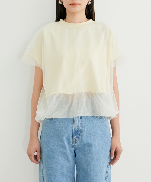 VIS（ビス）の「【2WAY】チュールリバーシブルプルオーバー（Tシャツ/カットソー・レディース・ブラック/ホワイト系その他5/サックスブルー・FREE）」の21枚目の写真