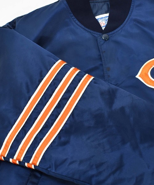NBA/NFL/NHL/MLB（エヌビーエーエヌエフエルエヌエイチエルエムエルビー）の「【ヴィンテージ古着】90's STARTER/スターター NFL ”CHICAGO BEARS” ナイロンスタジャン USA製（スタジャン・メンズ・ネイビー・LARGE）」の9枚目の写真
