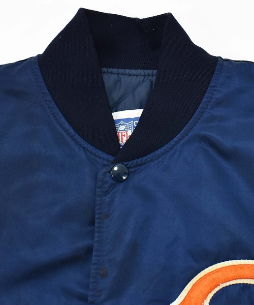 NBA/NFL/NHL/MLB（エヌビーエーエヌエフエルエヌエイチエルエムエルビー）の「【ヴィンテージ古着】90's STARTER/スターター NFL ”CHICAGO BEARS” ナイロンスタジャン USA製（スタジャン・メンズ・ネイビー・LARGE）」の11枚目の写真