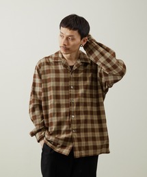 And A（アンドエー）の「And A アンドエー / WOOL BLEND OPEN COLLAR L/S CHECK SHIRT JACKET ウールブレンドオープンカラーシャツ / AA-S24M002（シャツ/ブラウス）」