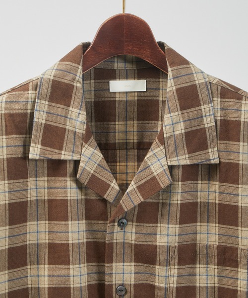 And A（アンドエー）の「And A アンドエー / WOOL BLEND OPEN COLLAR L/S CHECK SHIRT JACKET ウールブレンドオープンカラーシャツ / AA-S24M002（シャツ/ブラウス・メンズ・パープル/ブラウン・1/2）」の20枚目の写真