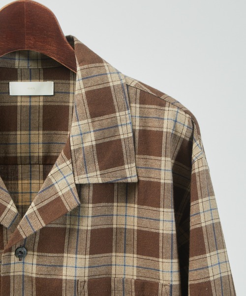 And A（アンドエー）の「And A アンドエー / WOOL BLEND OPEN COLLAR L/S CHECK SHIRT JACKET ウールブレンドオープンカラーシャツ / AA-S24M002（シャツ/ブラウス・メンズ・パープル/ブラウン・1/2）」の19枚目の写真