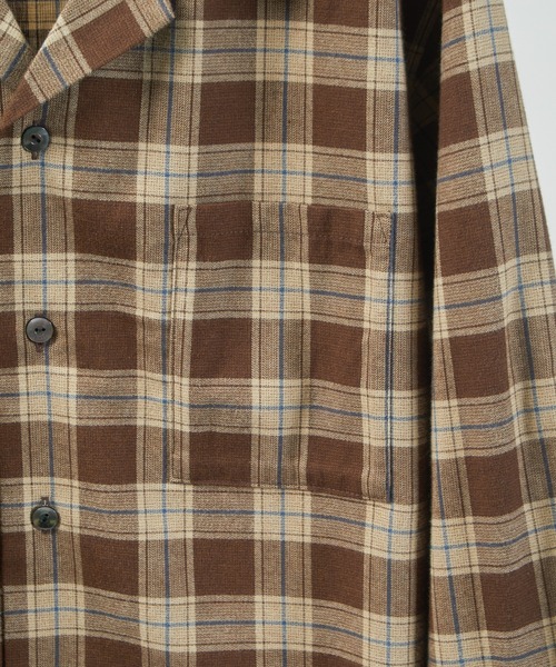 And A（アンドエー）の「And A アンドエー / WOOL BLEND OPEN COLLAR L/S CHECK SHIRT JACKET ウールブレンドオープンカラーシャツ / AA-S24M002（シャツ/ブラウス・メンズ・パープル/ブラウン・1/2）」の18枚目の写真