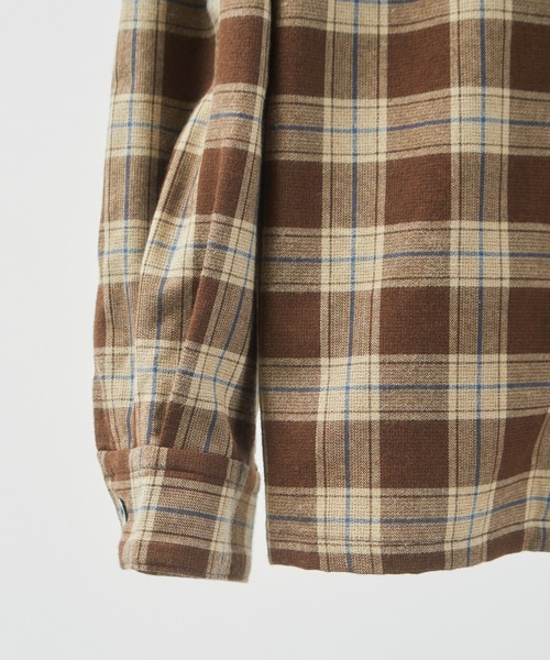 And A（アンドエー）の「And A アンドエー / WOOL BLEND OPEN COLLAR L/S CHECK SHIRT JACKET ウールブレンドオープンカラーシャツ / AA-S24M002（シャツ/ブラウス・メンズ・パープル/ブラウン・1/2）」の16枚目の写真