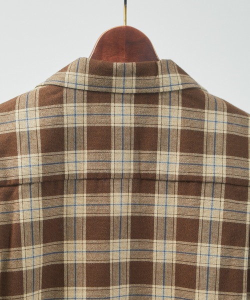 And A（アンドエー）の「And A アンドエー / WOOL BLEND OPEN COLLAR L/S CHECK SHIRT JACKET ウールブレンドオープンカラーシャツ / AA-S24M002（シャツ/ブラウス・メンズ・パープル/ブラウン・1/2）」の14枚目の写真
