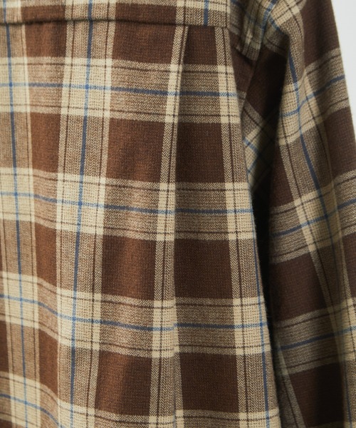 And A（アンドエー）の「And A アンドエー / WOOL BLEND OPEN COLLAR L/S CHECK SHIRT JACKET ウールブレンドオープンカラーシャツ / AA-S24M002（シャツ/ブラウス・メンズ・パープル/ブラウン・1/2）」の13枚目の写真