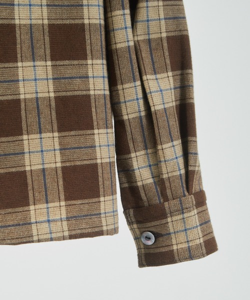 And A（アンドエー）の「And A アンドエー / WOOL BLEND OPEN COLLAR L/S CHECK SHIRT JACKET ウールブレンドオープンカラーシャツ / AA-S24M002（シャツ/ブラウス・メンズ・パープル/ブラウン・1/2）」の12枚目の写真