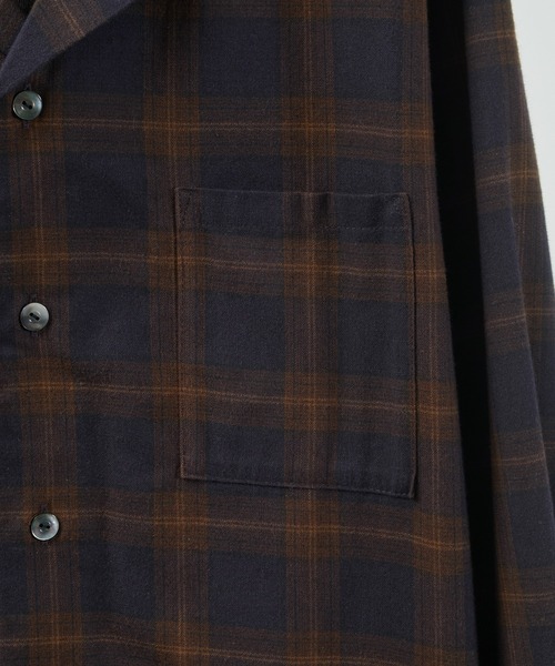 And A（アンドエー）の「And A アンドエー / WOOL BLEND OPEN COLLAR L/S CHECK SHIRT JACKET ウールブレンドオープンカラーシャツ / AA-S24M002（シャツ/ブラウス・メンズ・パープル/ブラウン・1/2）」の9枚目の写真
