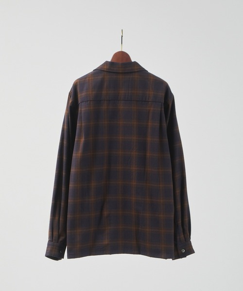 And A（アンドエー）の「And A アンドエー / WOOL BLEND OPEN COLLAR L/S CHECK SHIRT JACKET ウールブレンドオープンカラーシャツ / AA-S24M002（シャツ/ブラウス・メンズ・パープル/ブラウン・1/2）」の6枚目の写真
