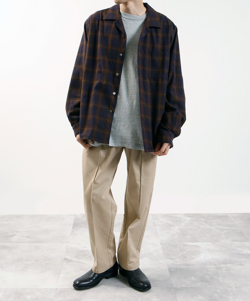 And A（アンドエー）の「And A アンドエー / WOOL BLEND OPEN COLLAR L/S CHECK SHIRT JACKET ウールブレンドオープンカラーシャツ / AA-S24M002（シャツ/ブラウス・メンズ・パープル/ブラウン・1/2）」の22枚目の写真