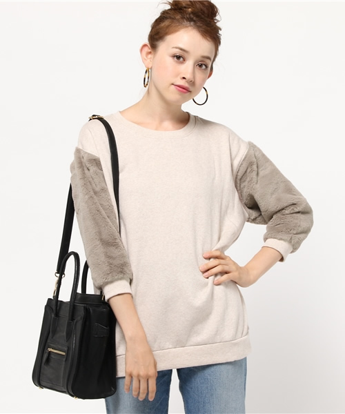 ROSE BUD（ローズバッド）の「LCTT-15237 FUR/S BIG P/O（スウェット・レディース・ブラック/ミックスグレー/オートミール・ONE SIZE）」の3枚目の写真