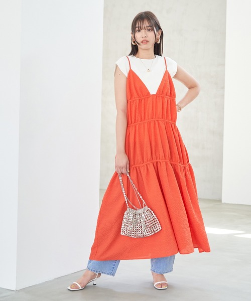 VIS（ビス）の「ふくれチェックキャミワンピ（ジャンパースカート・レディース・ブラック/ブラック系その他/オレンジ系その他・FREE）」の13枚目の写真