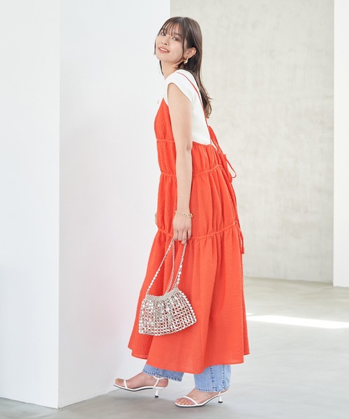 VIS（ビス）の「ふくれチェックキャミワンピ（ジャンパースカート・レディース・ブラック/ブラック系その他/オレンジ系その他・FREE）」の12枚目の写真