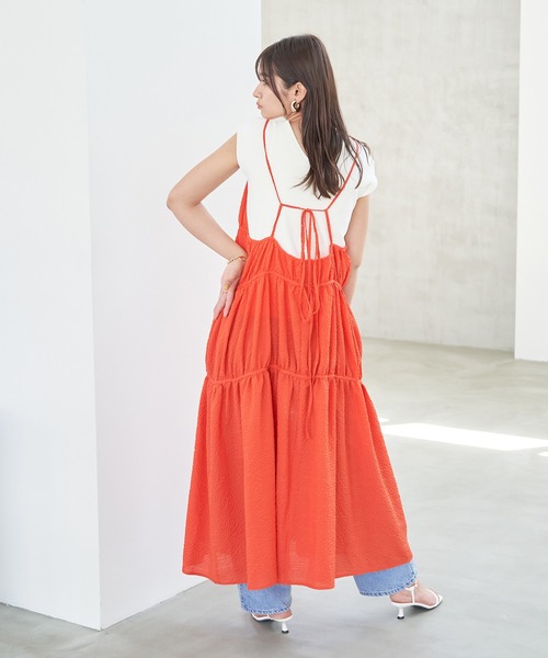 VIS（ビス）の「ふくれチェックキャミワンピ（ジャンパースカート・レディース・ブラック/ブラック系その他/オレンジ系その他・FREE）」の11枚目の写真