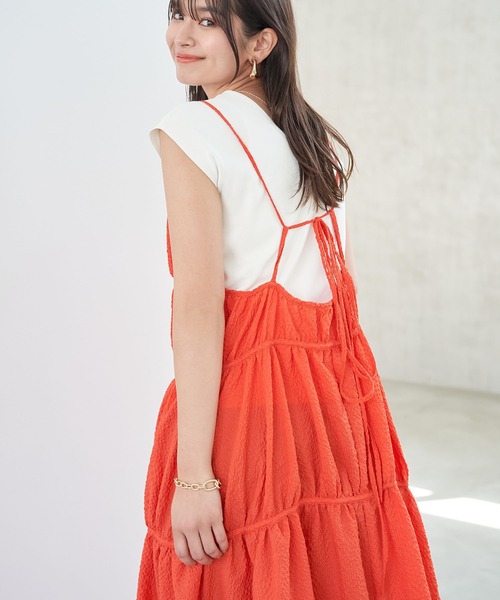 VIS（ビス）の「ふくれチェックキャミワンピ（ジャンパースカート・レディース・ブラック/ブラック系その他/オレンジ系その他・FREE）」の10枚目の写真