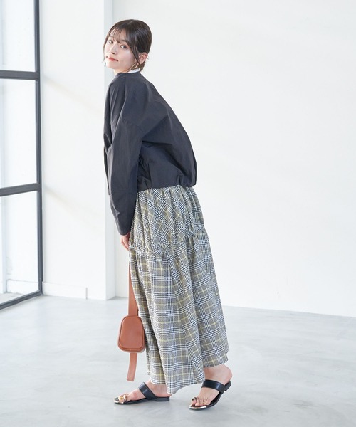 VIS（ビス）の「ふくれチェックキャミワンピ（ジャンパースカート・レディース・ブラック/ブラック系その他/オレンジ系その他・FREE）」の22枚目の写真