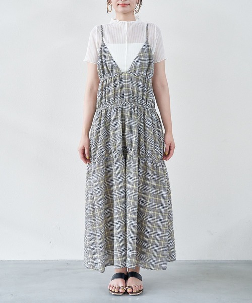 VIS（ビス）の「ふくれチェックキャミワンピ（ジャンパースカート・レディース・ブラック/ブラック系その他/オレンジ系その他・FREE）」の21枚目の写真