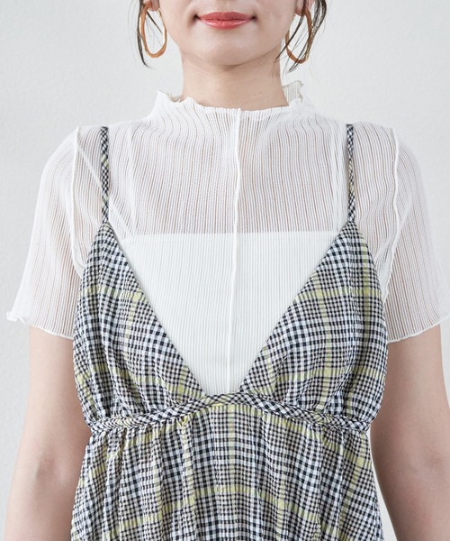 VIS（ビス）の「ふくれチェックキャミワンピ（ジャンパースカート・レディース・ブラック/ブラック系その他/オレンジ系その他・FREE）」の18枚目の写真