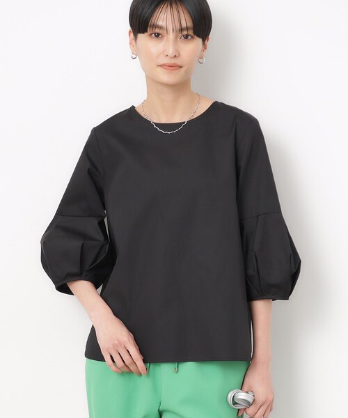 OPAQUE.CLIP（オペークドットクリップ）の「◆ランタンスリーブブラウス/エシカルブロード 【洗濯機洗い可】（シャツ/ブラウス・レディース・ブラック/ホワイト/ホワイト系3・42/40/38/36）」の3枚目の写真