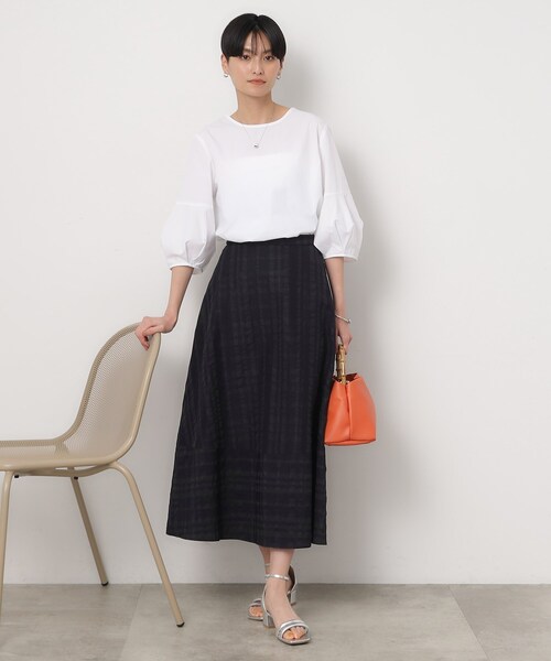 OPAQUE.CLIP（オペークドットクリップ）の「◆ランタンスリーブブラウス/エシカルブロード 【洗濯機洗い可】（シャツ/ブラウス・レディース・ブラック/ホワイト/ホワイト系3・42/40/38/36）」の5枚目の写真