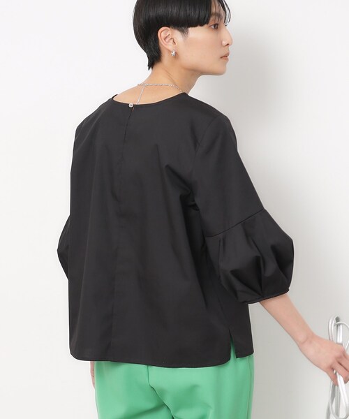 OPAQUE.CLIP（オペークドットクリップ）の「◆ランタンスリーブブラウス/エシカルブロード 【洗濯機洗い可】（シャツ/ブラウス・レディース・ブラック/ホワイト/ホワイト系3・42/40/38/36）」の8枚目の写真