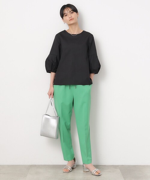 OPAQUE.CLIP（オペークドットクリップ）の「◆ランタンスリーブブラウス/エシカルブロード 【洗濯機洗い可】（シャツ/ブラウス・レディース・ブラック/ホワイト/ホワイト系3・42/40/38/36）」の9枚目の写真