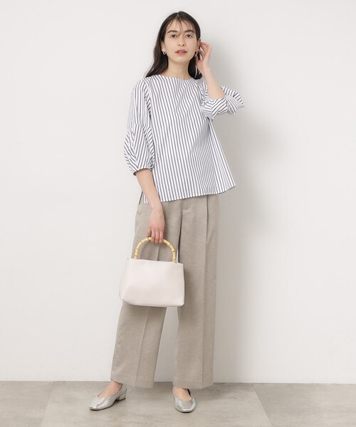 OPAQUE.CLIP（オペークドットクリップ）の「◆ランタンスリーブブラウス/エシカルブロード 【洗濯機洗い可】（シャツ/ブラウス・レディース・ブラック/ホワイト/ホワイト系3・42/40/38/36）」の13枚目の写真