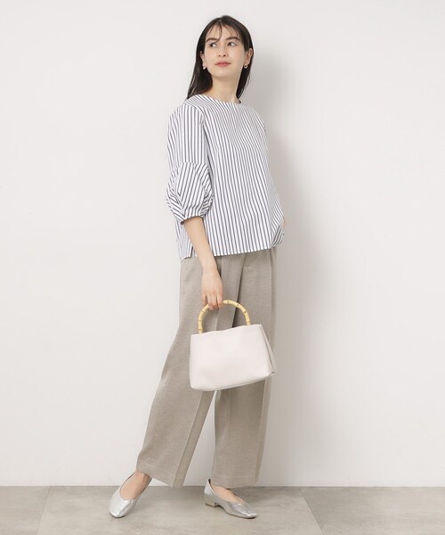 OPAQUE.CLIP（オペークドットクリップ）の「◆ランタンスリーブブラウス/エシカルブロード 【洗濯機洗い可】（シャツ/ブラウス・レディース・ブラック/ホワイト/ホワイト系3・42/40/38/36）」の14枚目の写真