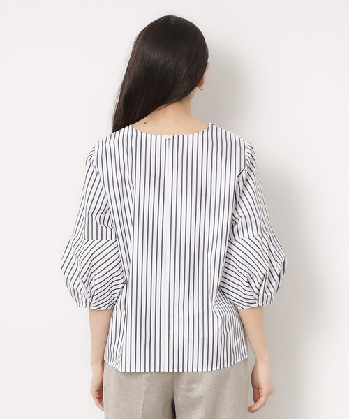 OPAQUE.CLIP（オペークドットクリップ）の「◆ランタンスリーブブラウス/エシカルブロード 【洗濯機洗い可】（シャツ/ブラウス・レディース・ブラック/ホワイト/ホワイト系3・42/40/38/36）」の18枚目の写真