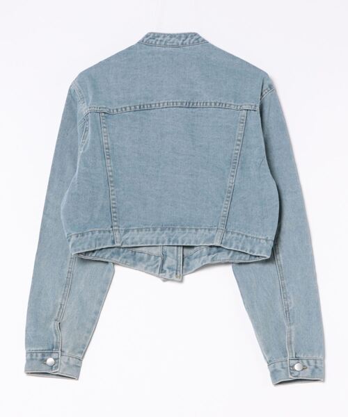 BLUEEAST(ブルーイースト)の「ノーカラーデニムジャケット(デニムジャケット・レディース・ネイビー/ブルー・MEDIUM)」の7枚目の写真