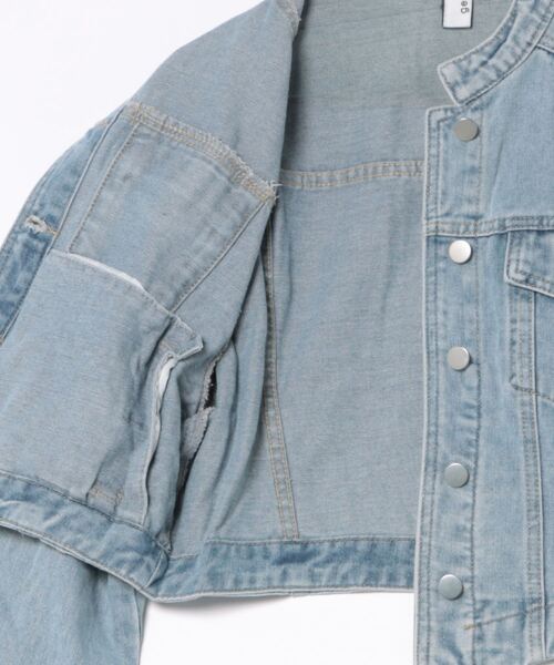 BLUEEAST(ブルーイースト)の「ノーカラーデニムジャケット(デニムジャケット・レディース・ネイビー/ブルー・MEDIUM)」の8枚目の写真