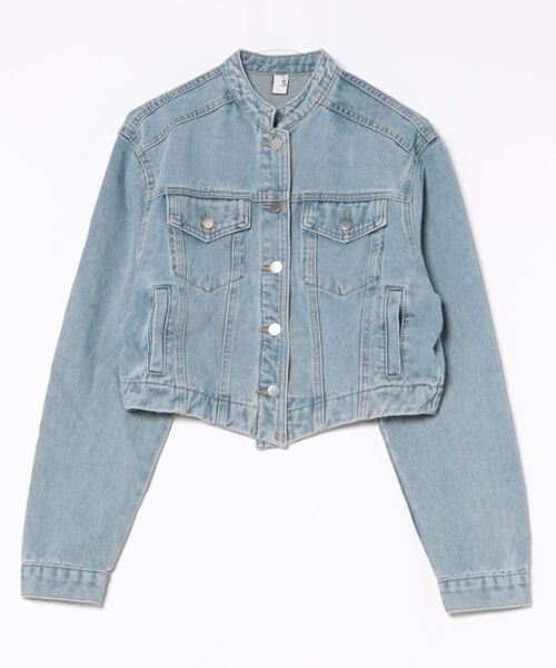 BLUEEAST(ブルーイースト)の「ノーカラーデニムジャケット(デニムジャケット・レディース・ネイビー/ブルー・MEDIUM)」の6枚目の写真