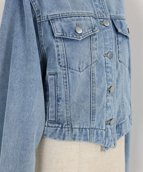 BLUEEAST(ブルーイースト)の「ノーカラーデニムジャケット(デニムジャケット・レディース・ネイビー/ブルー・MEDIUM)」の10枚目の写真