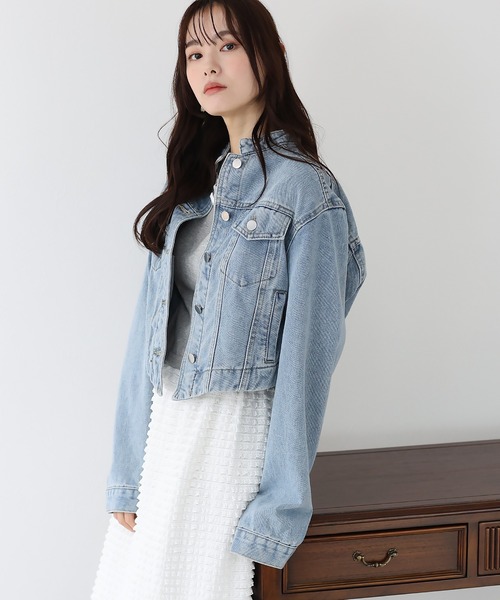 BLUEEAST(ブルーイースト)の「ノーカラーデニムジャケット(デニムジャケット・レディース・ネイビー/ブルー・MEDIUM)」の21枚目の写真