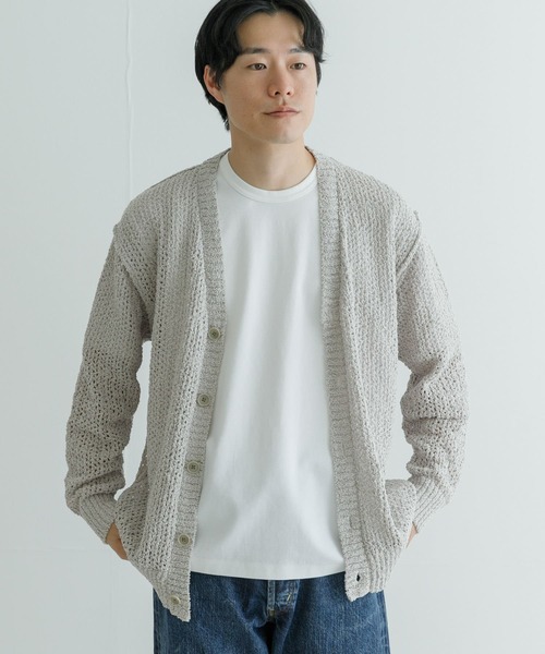 URBAN RESEARCH（アーバンリサーチ）の「透かし編みVカーディガン（ニット/セーター・メンズ・アイボリー/ブラック・MEDIUM/LARGE）」の7枚目の写真