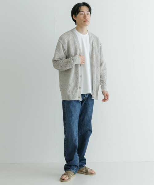 URBAN RESEARCH（アーバンリサーチ）の「透かし編みVカーディガン（ニット/セーター・メンズ・アイボリー/ブラック・MEDIUM/LARGE）」の9枚目の写真