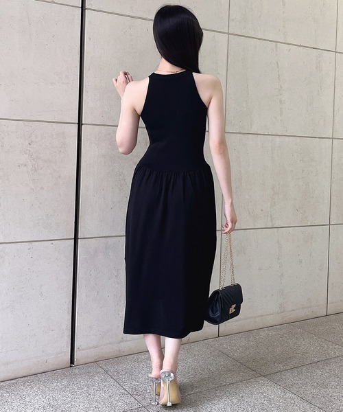 ウエストギャザーロングフレアワンピース（ワンピース）｜MIIA