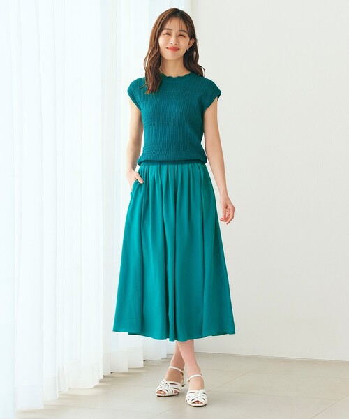 grove（グローブ）の「◇衿スカラップ地柄切替ノースリーブニット