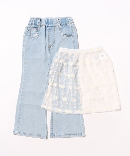 Bee des Bee(ビーデスビー)の「レーススカート付きデニムパンツ(デニムパンツ・キッズ・ブルー系・100cm/130cm/140cm/110cm/120cm)」の1枚目の写真