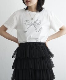 リボンプリントTシャツ