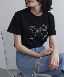 リボンプリントTシャツ