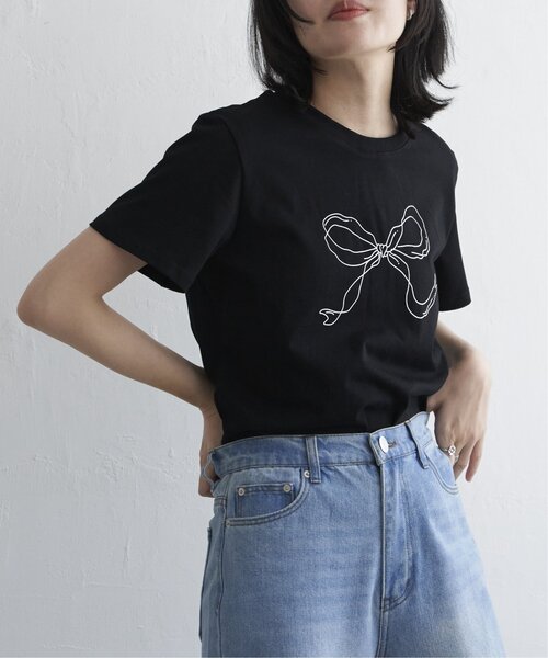 VENCEEXCHANGE(ヴァンスエクスチェンジ)の「リボンプリントTシャツ(Tシャツ/カットソー・レディース・オフホワイト/ブラック・FREE)」の17枚目の写真