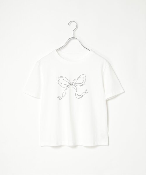 VENCEEXCHANGE(ヴァンスエクスチェンジ)の「リボンプリントTシャツ(Tシャツ/カットソー・レディース・オフホワイト/ブラック・FREE)」の21枚目の写真