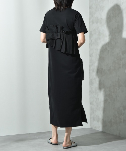 INTERPLANET（インタープラネット）の「異素材プリーツデザインカットワンピース（ワンピース・レディース・グレー/ブラック/ネイビー系・FREE）」の7枚目の写真